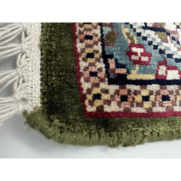 Miniature Hand-knotted Wool Afghani/Pakistani Carpet Sample Dollhouse 10"x12"rug - Picture 5 of 8